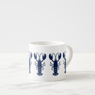Nautical Blue White Lobster Espresso Kop