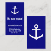 Nautical Blue & White Moving Notice Informatiekaartje (Voorkant / Achterkant)