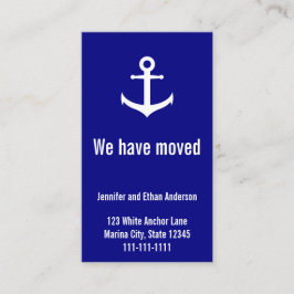 Nautical Blue & White Moving Notice Informatiekaartje