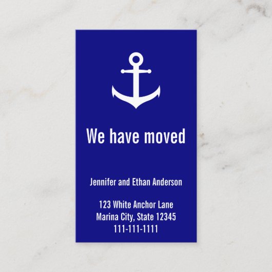 Nautical Blue & White Moving Notice Informatiekaartje (Voorkant)