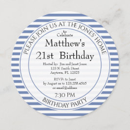 Nautical Blue/White Quirky Stripes voor alle leeft Kaart