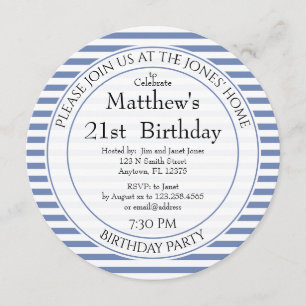 Nautical Blue/White Quirky Stripes voor alle leeft Kaart