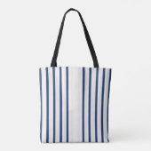Nautical Blue White Streep MONOGRAM Tassen Tas (Achterkant)
