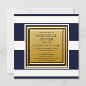 Nautical Blue White Stripe Anchor Rehearsal Dinner Kaart (Achterkant)
