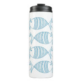 Nautical Blue White Stripe Fish Thermosbeker (Voorkant)