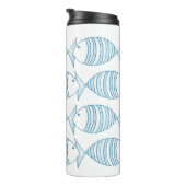 Nautical Blue White Stripe Fish Thermosbeker (Geroteerd rechts)