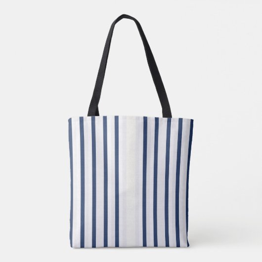 Nautical Blue White Stripe MONOGRAM Canvas tas (Achterkant)
