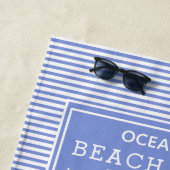 Nautical Blue & White Striped Beach House Strandlaken (In situ)