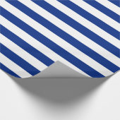 Nautical Blue White Striped Wrapping Paper Cadeaupapier (Hoek)