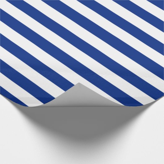 Nautical Blue White Striped Wrapping Paper Cadeaupapier (Hoek)