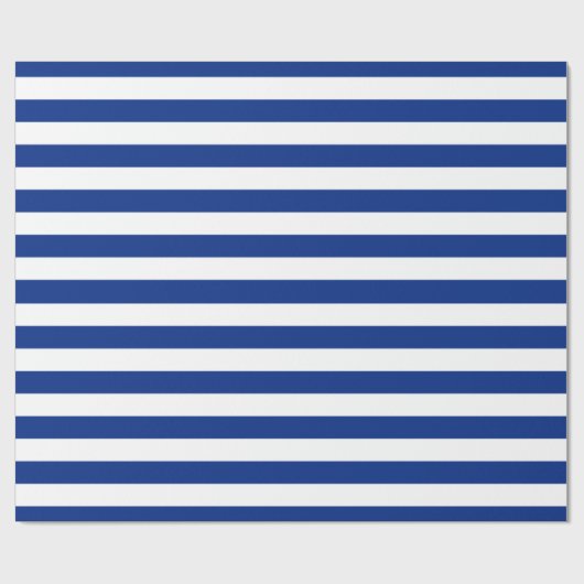 Nautical Blue White Striped Wrapping Paper Cadeaupapier (Vlak)