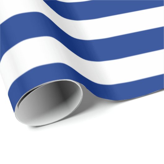 Nautical Blue White Striped Wrapping Paper Cadeaupapier (Rol Hoek)