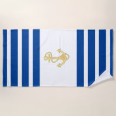 Nautical Blue White Stripes met Gold Anchor Strandlaken (Voorkant)
