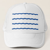 Nautical Blue white zee golves strippatroon Trucker Pet (Voorkant)