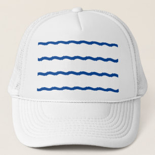 Nautical Blue white zee golves strippatroon Trucker Pet