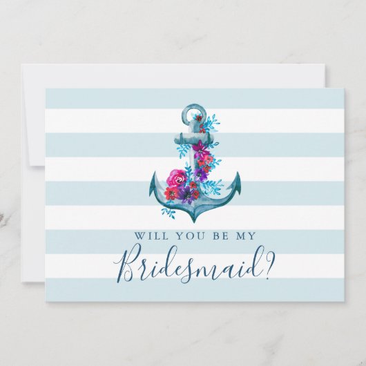 Nautical Blue wil je mijn Bridesmaid Kaart zijn. (Voorkant)