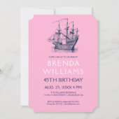 Nautical Blue Wind Sailing Birthday Party Invite Kaart (Voorkant)