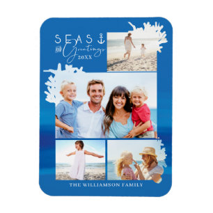 Nautical Blue Zeeen & Greetings Ocean Photo Lijst Magneet