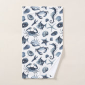 Nautical blue zeepaardseashell bad handdoek (Handdoek)