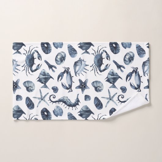 Nautical blue zeepaardseashell bad handdoek (Handdoek)