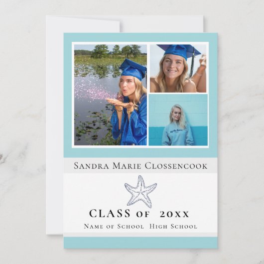 Nautical Blue Zeester congratulate afstudeerders Kaart (Voorkant)