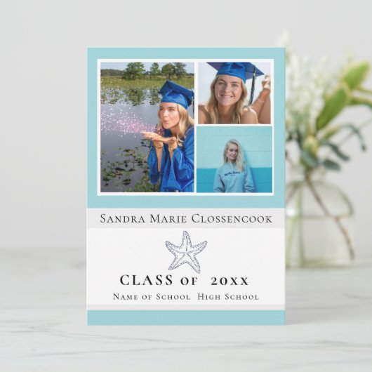 Nautical Blue Zeester congratulate afstudeerders Kaart (Staand voorkant)