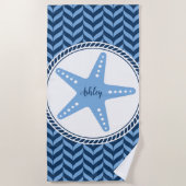 Nautical Blue Zeester kust  Strandlaken (Voorkant)