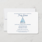 Nautical Blue Zeilboot Verjaardag QR Code RSVP Kaartje (Voorkant)