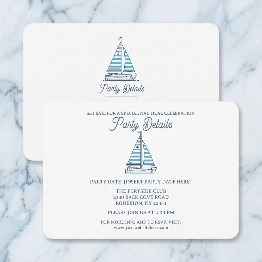 Nautical Blue Zeilboot Verjaardag QR Code RSVP Kaartje
