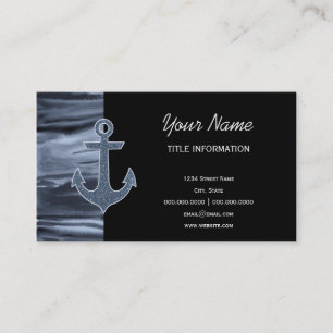 Nautical Bluish Grey Waterverf Glitter Anchor Visitekaartje