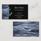 Nautical Bluish Grey Waterverf Glitter Anchor Visitekaartje (Voorkant / Achterkant)