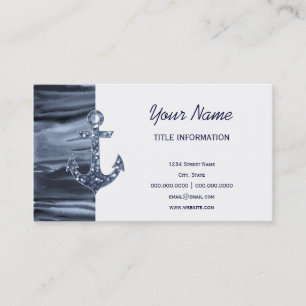 Nautical Bluish Grey Waterverf Glitter Anchor Visitekaartje