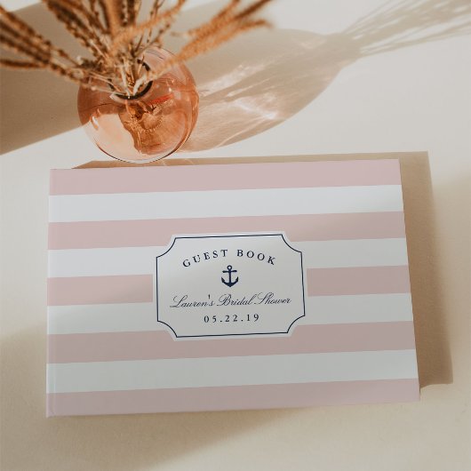 Nautical Blush & Navy Vrijgezellenfeest Gastenboek
