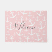 Nautical blush roze & white anchorman deurmat (Voorkant)