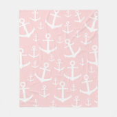 Nautical blush roze & white anchorman fleece deken (Voorkant)