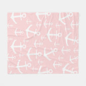 Nautical blush roze & white anchorman fleece deken (Voorkant (Horizontaal))