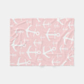 Nautical blush roze & white anchorman fleece deken (Voorkant (Horizontaal))