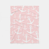 Nautical blush roze & white anchorman fleece deken (Voorkant)