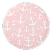 Nautical blush roze & white anchorman keramische knop (Voorkant)