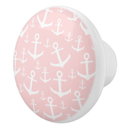 Nautical blush roze & white anchorman keramische knop (Rechts)