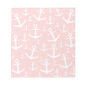 Nautical blush roze & white anchorman notitieblok (Voorkant)