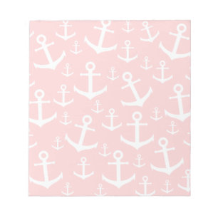 Nautical blush roze & white anchorman notitieblok
