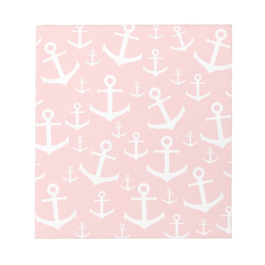 Nautical blush roze & white anchorman notitieblok (Voorkant)