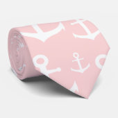 Nautical blush roze & white anchorman stropdas (Opgerold)