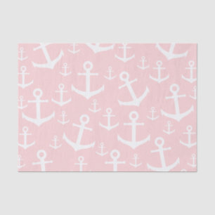 Nautical blush roze & white anchorman tissuepapier