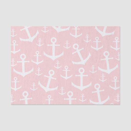 Nautical blush roze & white anchorman tissuepapier (Voorkant)