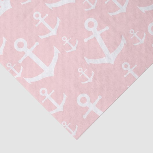 Nautical blush roze & white anchorman tissuepapier (Detail)