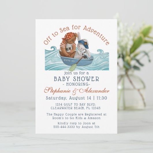 Nautical Boat Ahoy Het is een Jongen Baby Kaart (Staand voorkant)