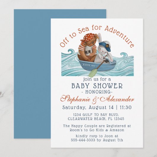 Nautical Boat Ahoy Het is een Jongen Baby Kaart (Voorkant / Achterkant)