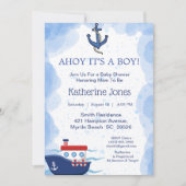 Nautical Boat Ahoy Het is een Jongen Baby shower Kaart (Voorkant)